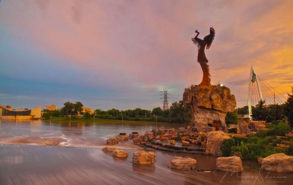 Keeper of the Plains statue in Wichita, Kansas.